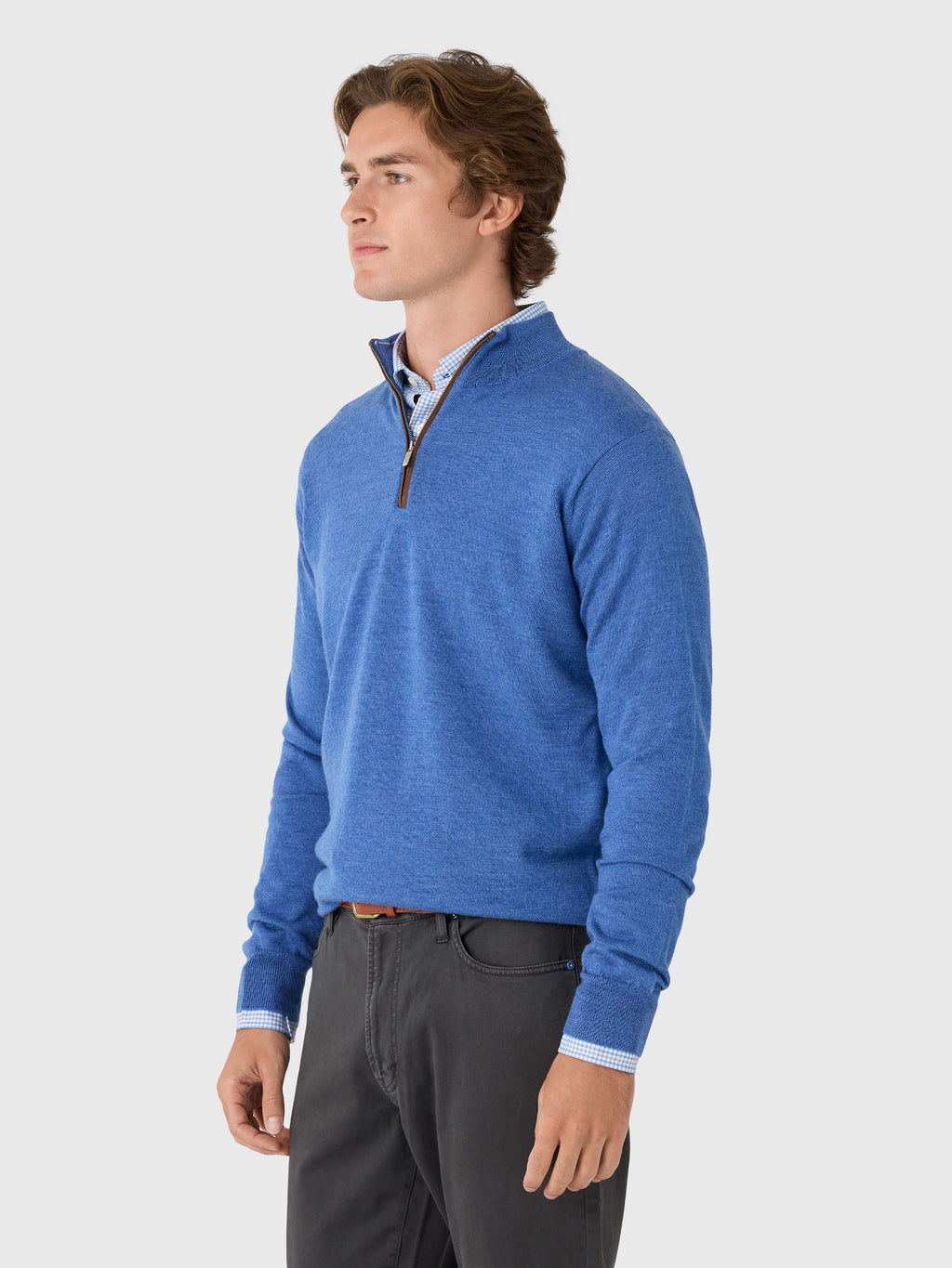 Peter Millar Crown Men's Autumn Crest Suede Trim Quarter-Zip - Saint Bernard