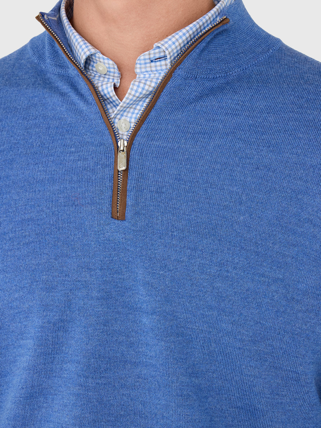 Peter Millar Crown Men's Autumn Crest Suede Trim Quarter-Zip - Saint Bernard