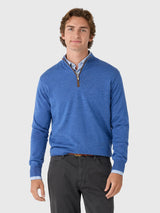 Peter Millar Crown Men's Autumn Crest Suede Trim Quarter-Zip - Saint Bernard
