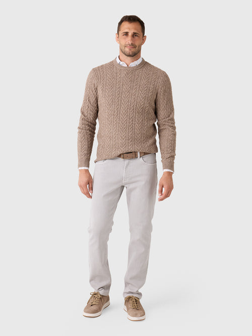 Peter Millar Crown Men's Crescent Cable Crewneck Sweater - Saint Bernard