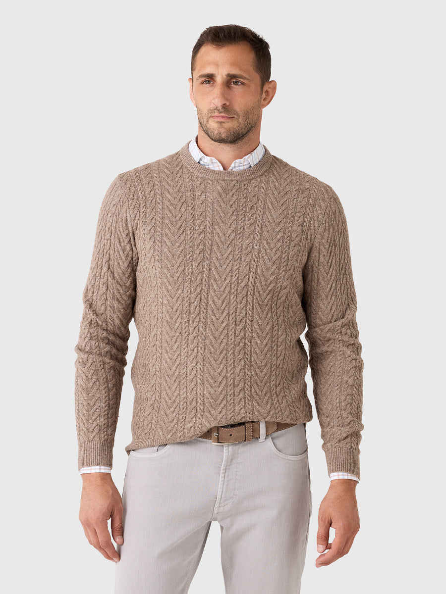 Peter Millar Crown Men's Crescent Cable Crewneck Sweater - Saint Bernard