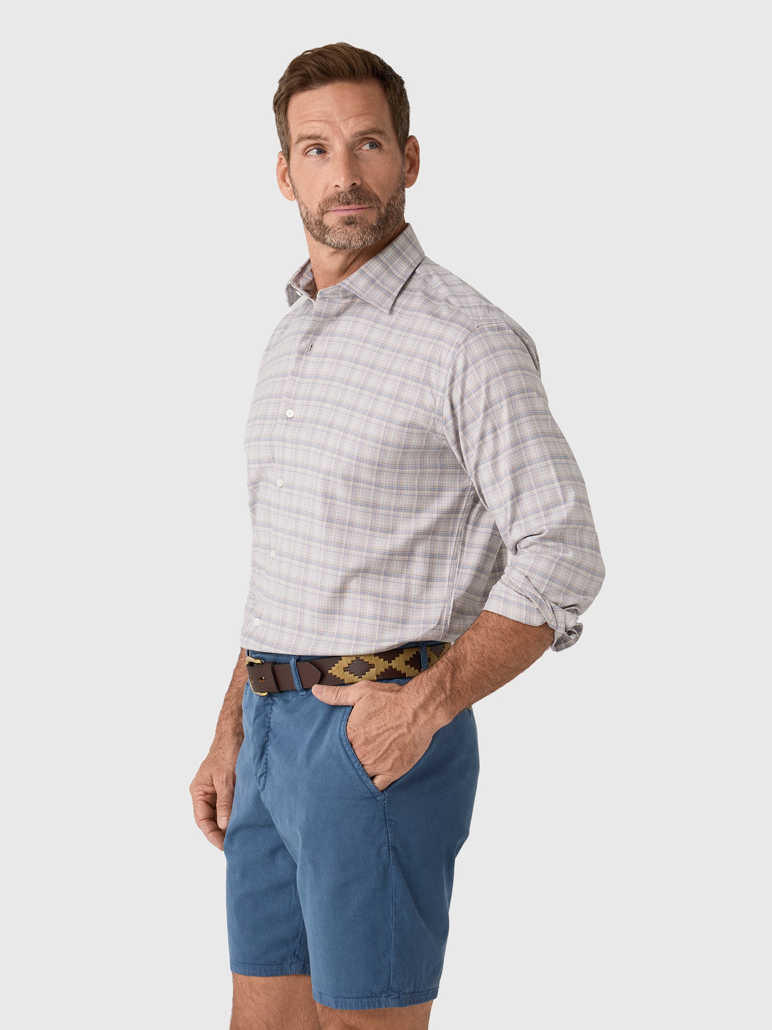 Peter Millar Crown Men's Griffin Crown Soft Twill Sport Shirt - Saint Bernard