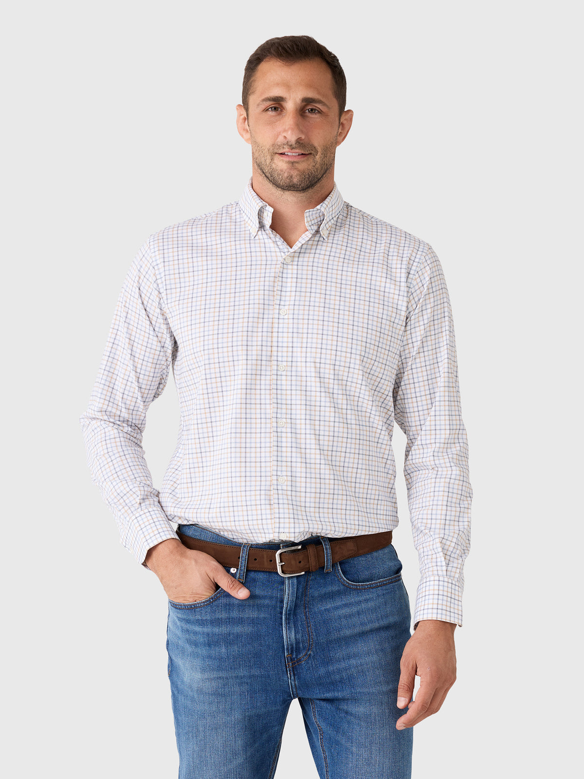 Peter Millar Crown Men's Bruce Crown Lite Cotton-Stretch Sport Shirt - Saint Bernard