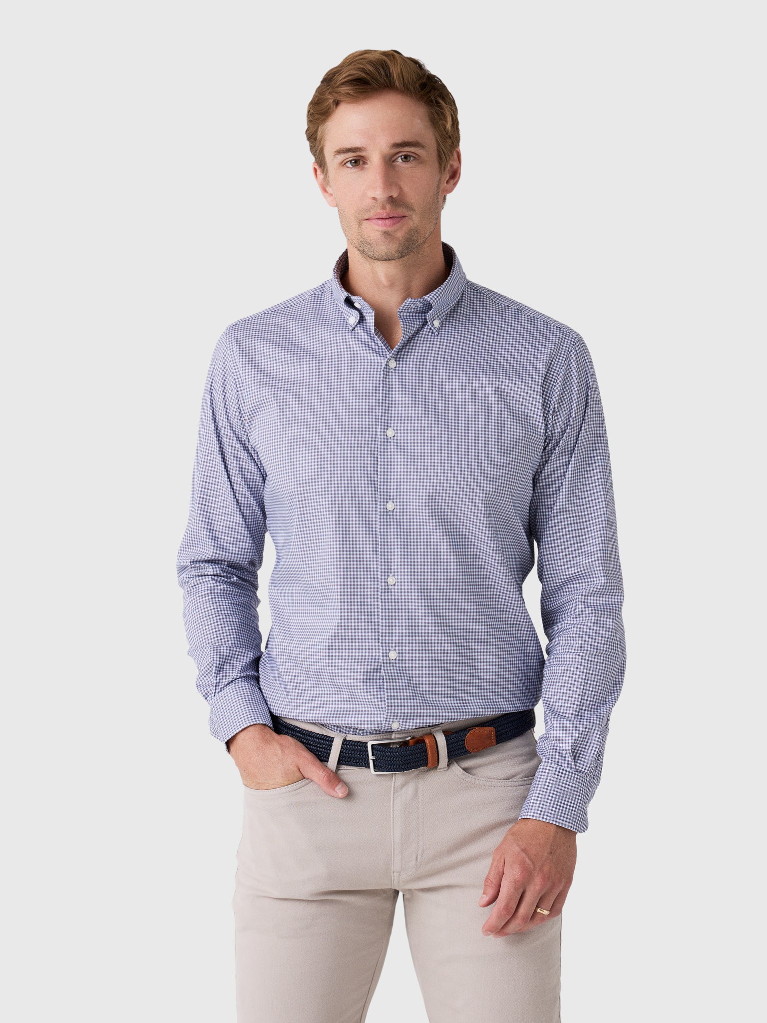 Peter Millar Crown Men's Gregory Crown Lite Cotton-Stretch Sport Shirt - Saint Bernard