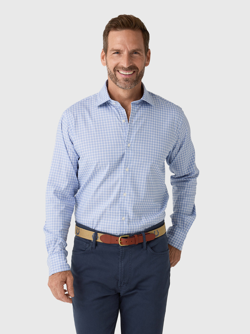 Peter Millar Crown Men's Atlas Crown Lite Cotton-Stretch Sport Shirt - Saint Bernard