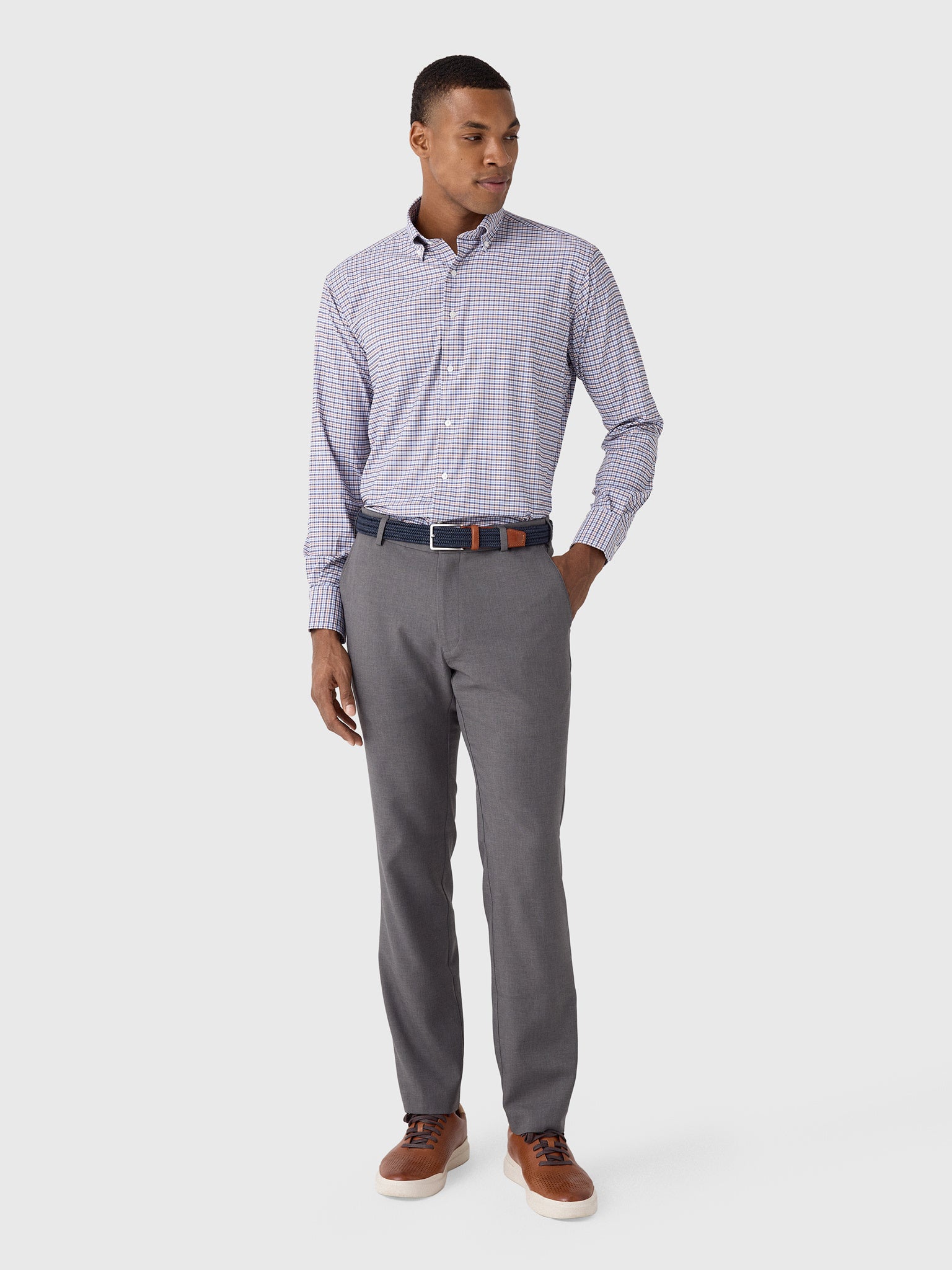 Peter Millar Crown Men's Wayne Performance Twill Sport Shirt - Saint Bernard