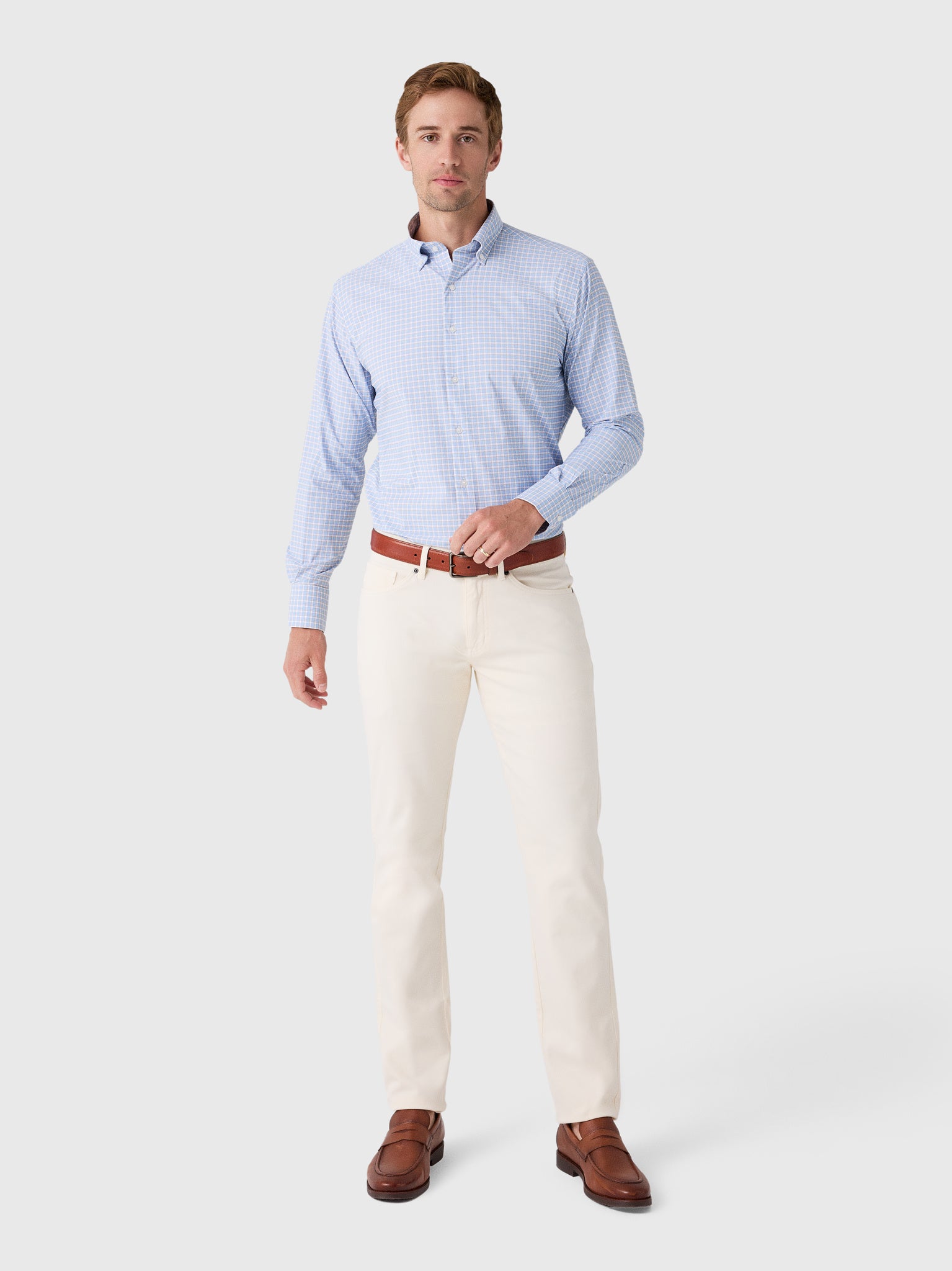 Peter Millar Crown Men's Charles Performance Twill Sport Shirt - Saint Bernard
