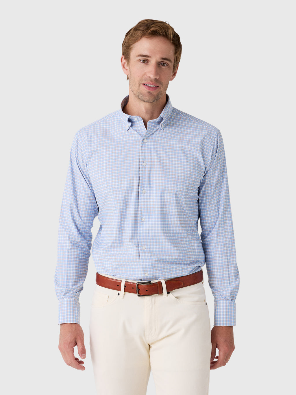 Peter Millar Crown Men's Charles Performance Twill Sport Shirt - Saint Bernard