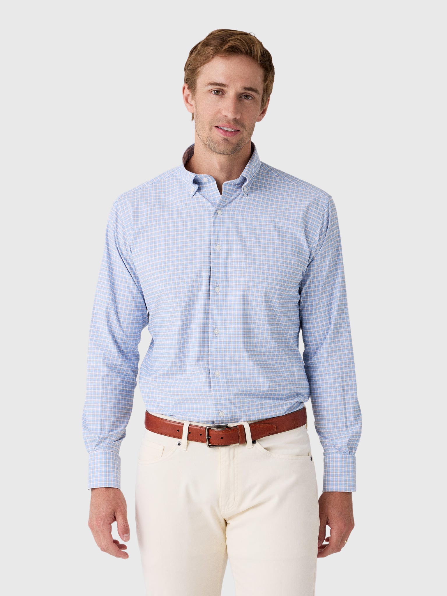 Peter Millar Crown Men's Charles Performance Twill Sport Shirt - Saint Bernard