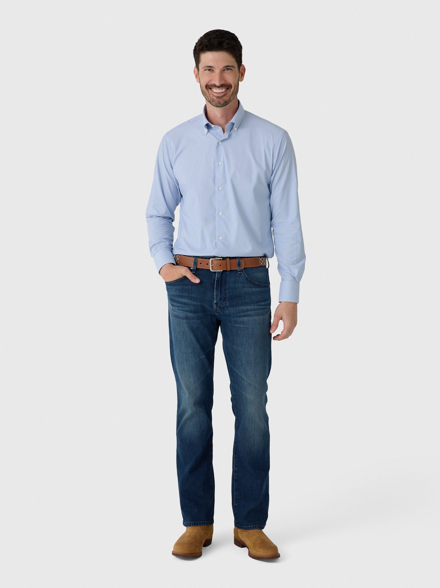 Peter Millar Crown Men's Leo Performance Twill Sport Shirt - Saint Bernard