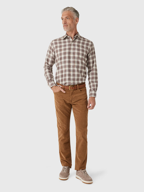 Peter Millar Crown Men's Cannon Performance Flannel Sport Shirt - Saint Bernard