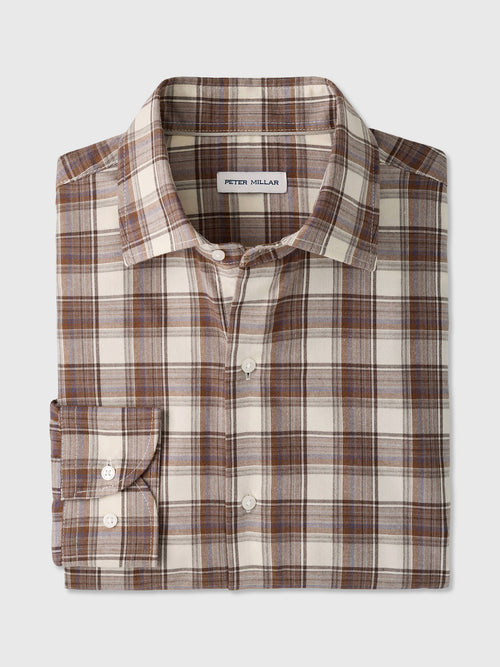 Peter Millar Crown Men's Cannon Performance Flannel Sport Shirt - Saint Bernard