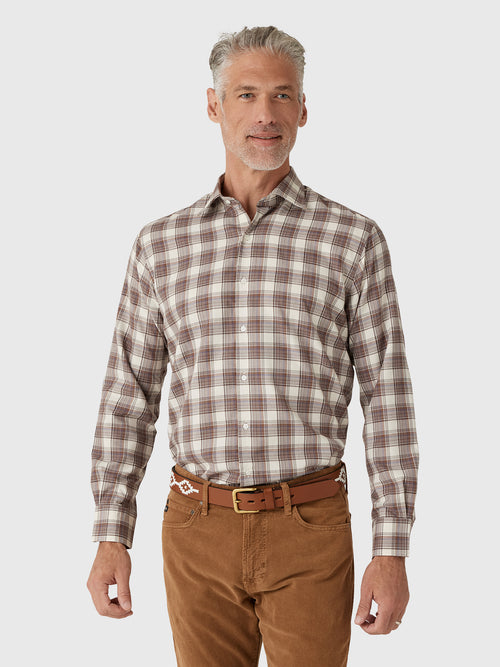Peter Millar Crown Men's Cannon Performance Flannel Sport Shirt - Saint Bernard