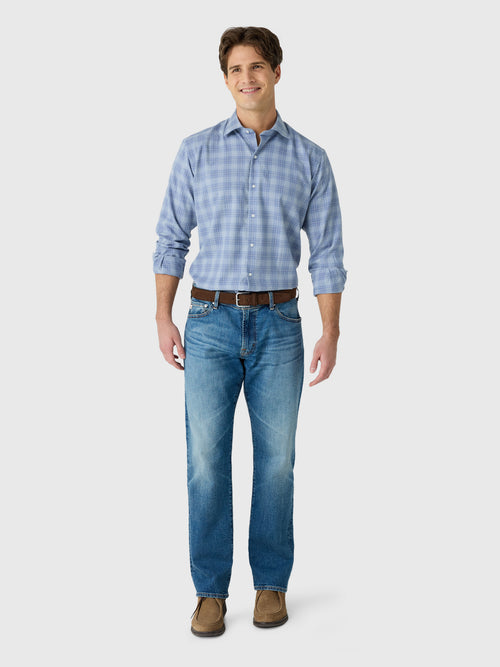 Peter Millar Crown Men's Dean Performance Flannel Sport Shirt - Saint Bernard