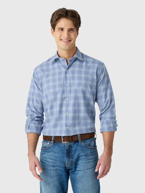 Peter Millar Crown Men's Dean Performance Flannel Sport Shirt - Saint Bernard