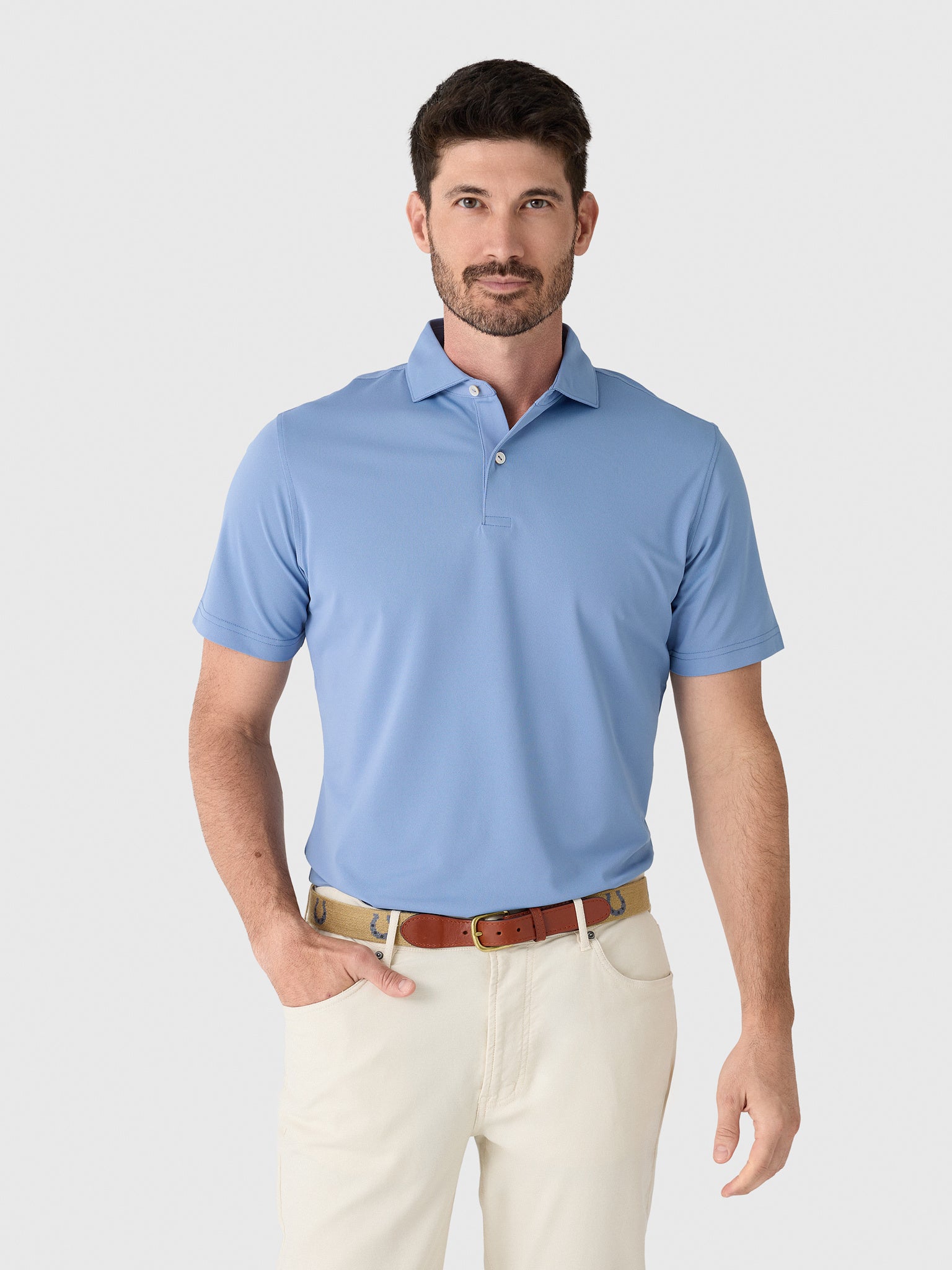 Peter Millar Crown Crafted Men's Soul Performance Mesh Polo - Saint Bernard