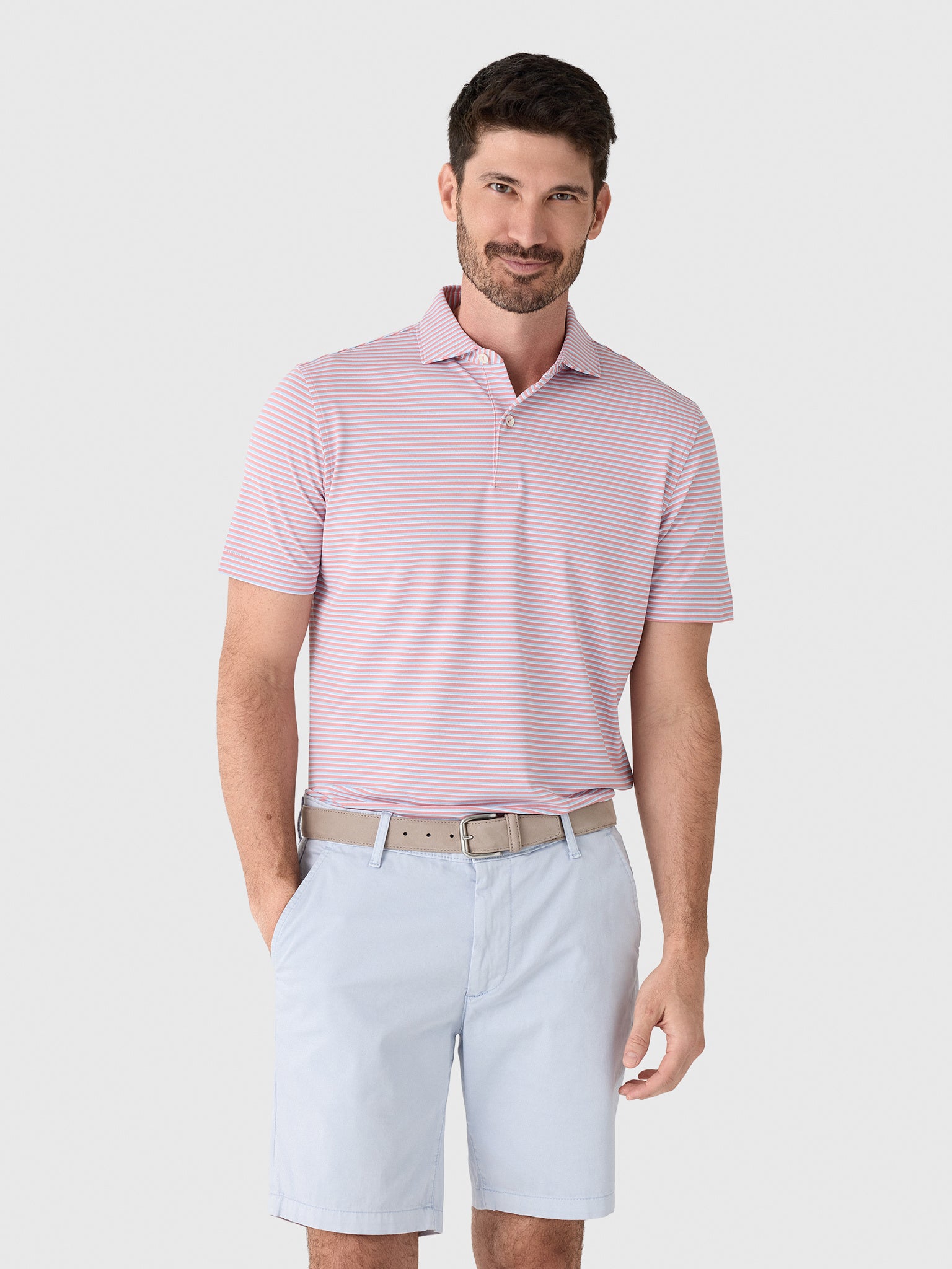 Peter Millar Crown Crafted Men's Tempo Performance Mesh Polo - Saint Bernard