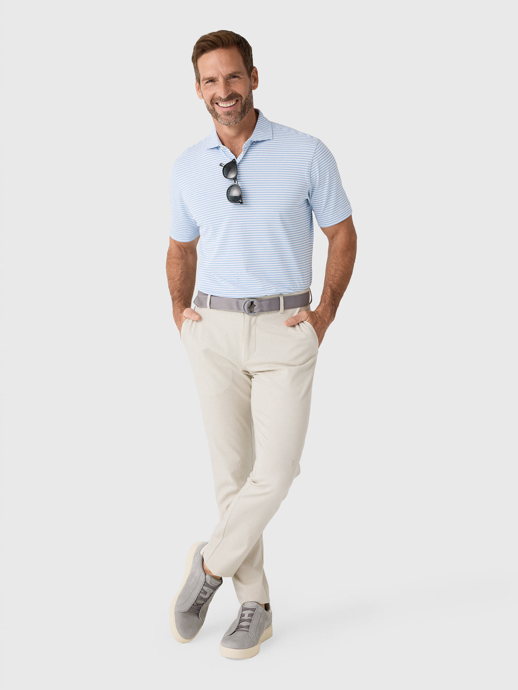 Peter Millar Crown Crafted Men's Tempo Performance Mesh Polo - Saint Bernard
