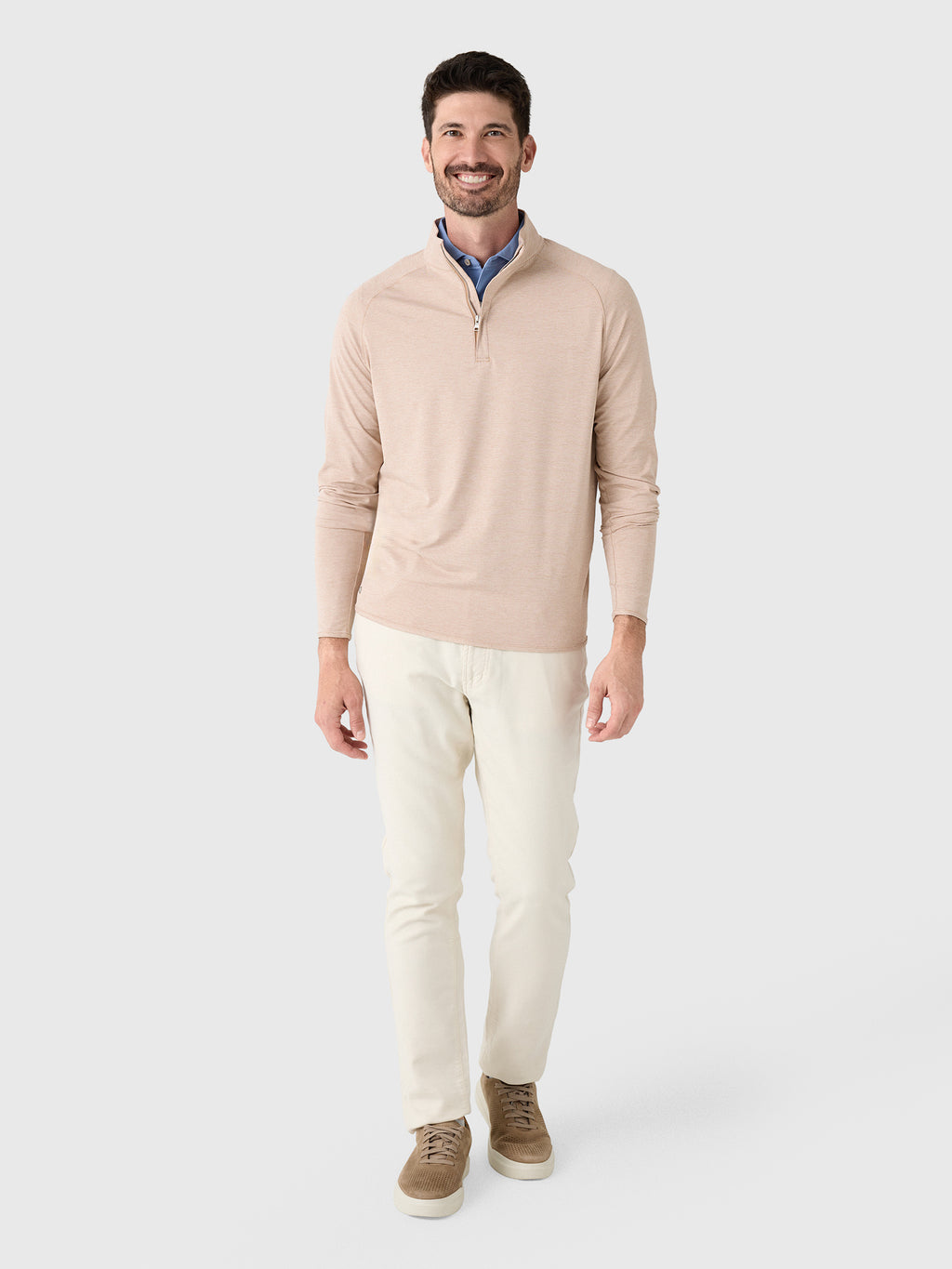 Peter Millar Crown Crafted Men's Stealth Stripe Performance Quarter-Zip - Saint Bernard