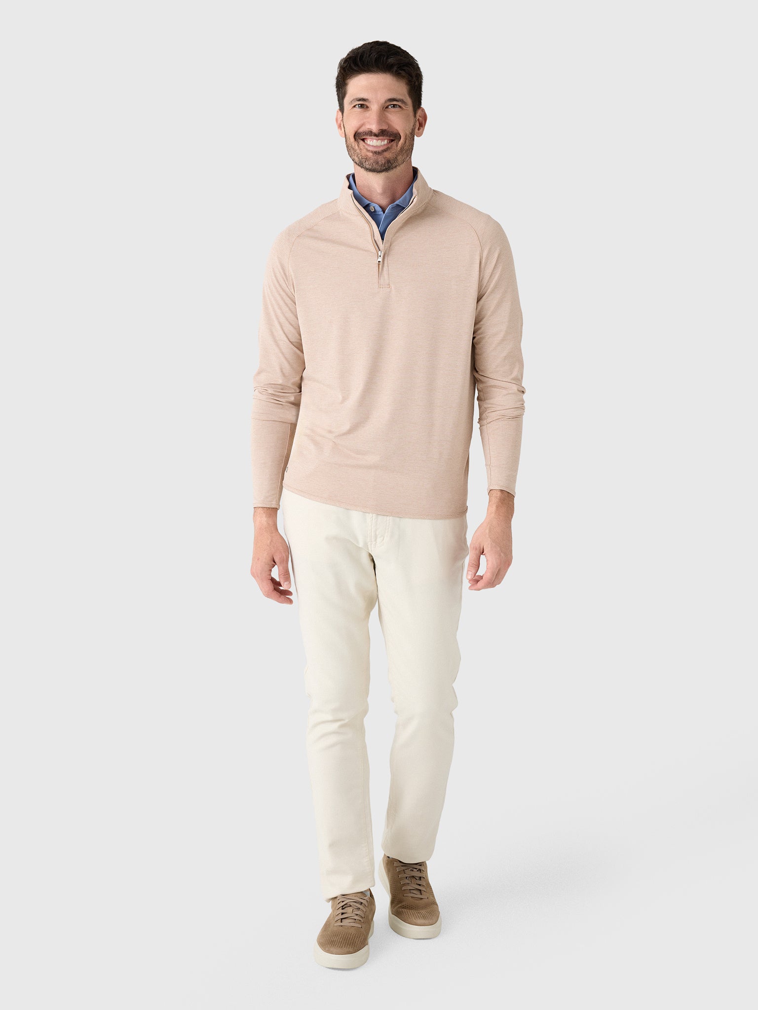 Peter Millar Crown Crafted Men's Stealth Stripe Performance Quarter-Zip - Saint Bernard
