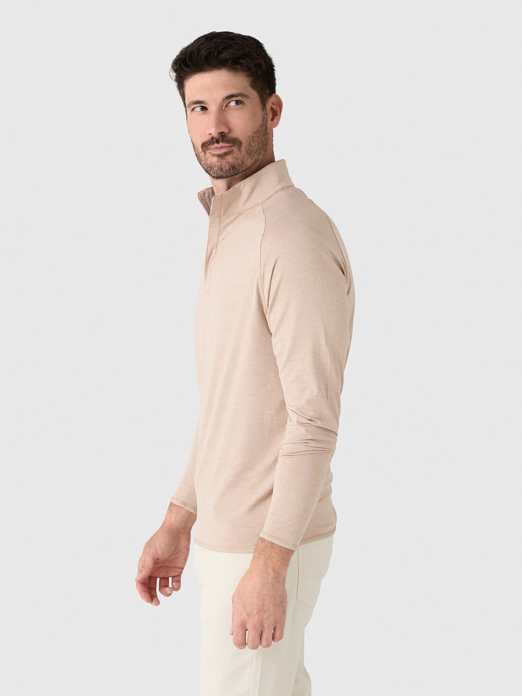 Peter Millar Crown Crafted Men's Stealth Stripe Performance Quarter-Zip - Saint Bernard