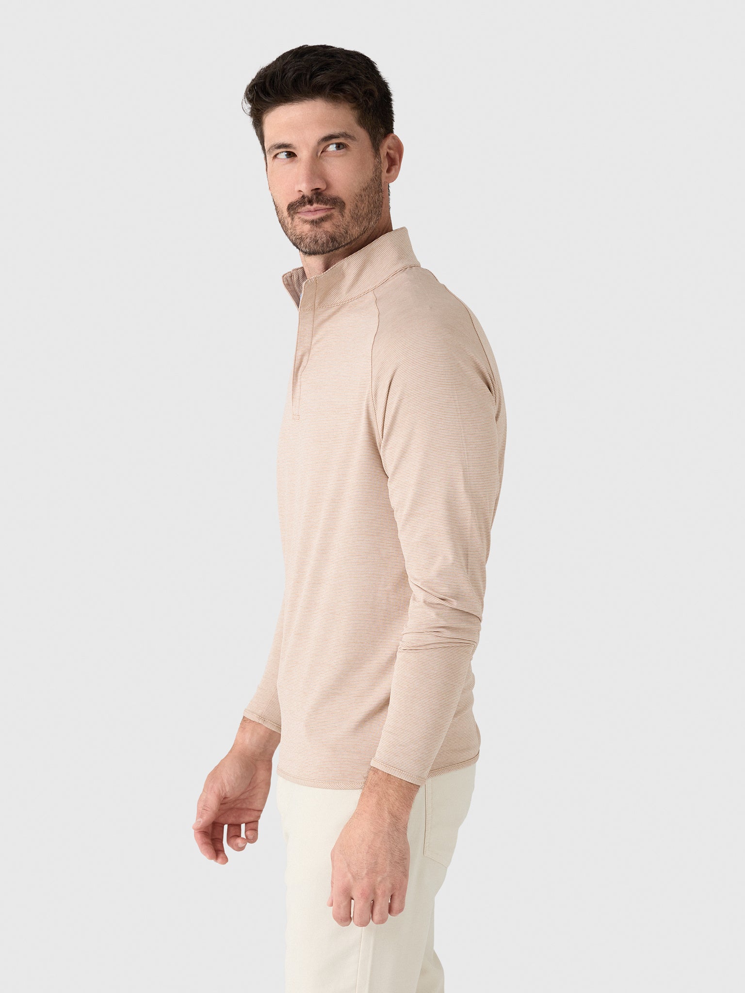 Peter Millar Crown Crafted Men's Stealth Stripe Performance Quarter-Zip - Saint Bernard