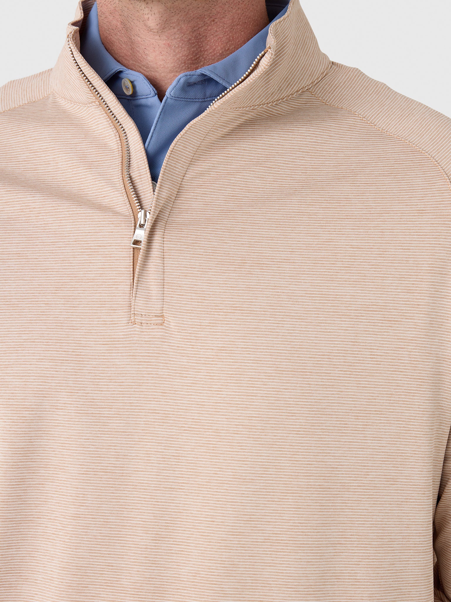 Peter Millar Crown Crafted Men's Stealth Stripe Performance Quarter-Zip - Saint Bernard