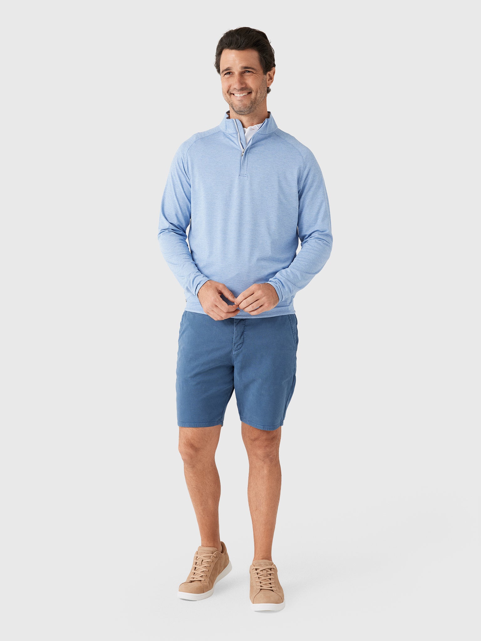 Peter Millar Crown Crafted Men's Stealth Stripe Performance Quarter-Zip - Saint Bernard