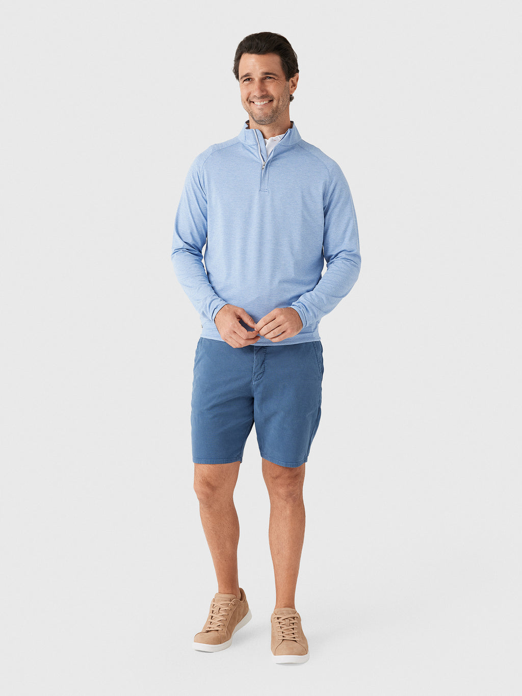 Peter Millar Crown Crafted Men's Stealth Stripe Performance Quarter-Zip - Saint Bernard