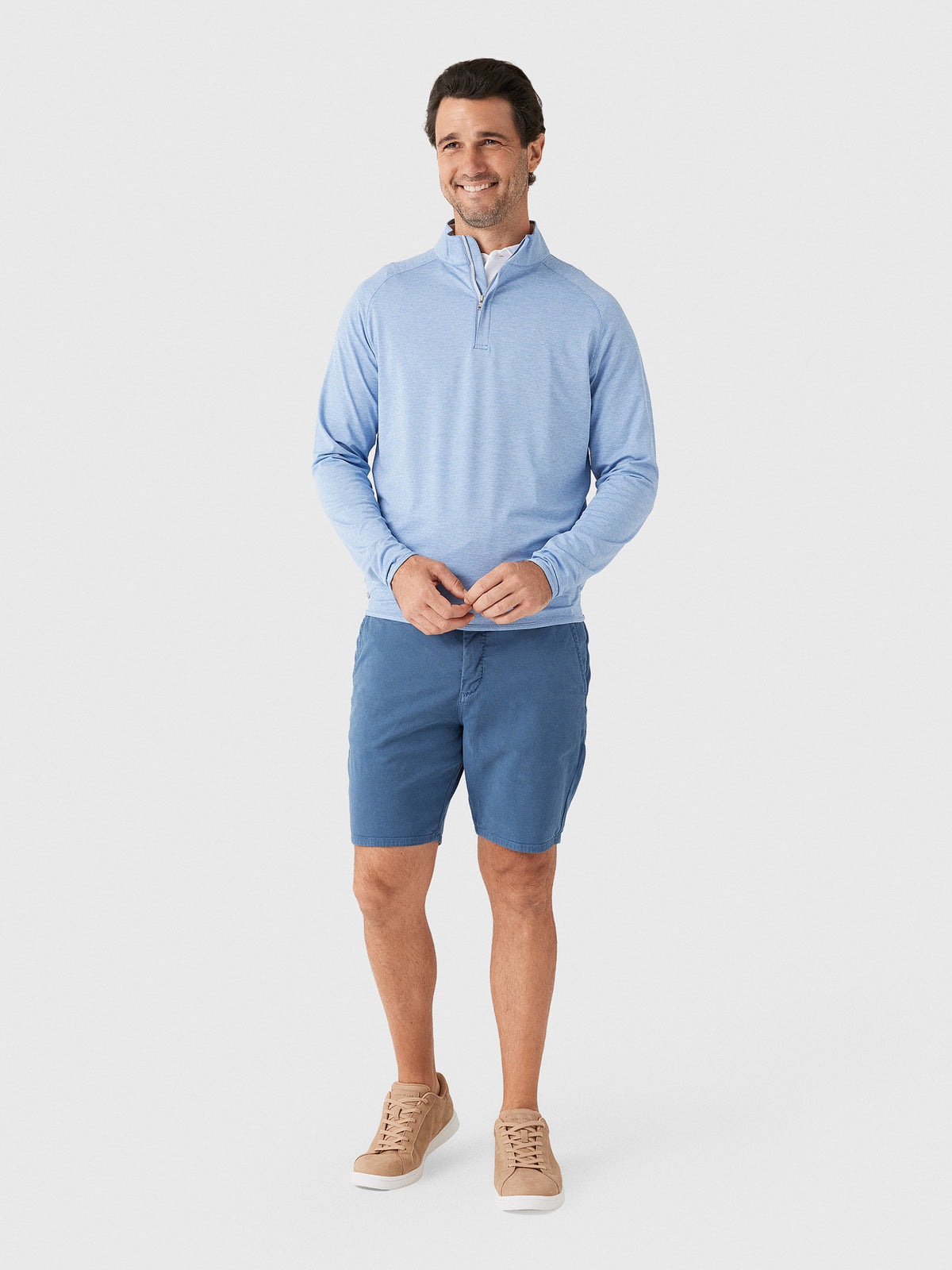 Peter Millar Crown Crafted Men's Stealth Stripe Performance Quarter-Zip - Saint Bernard