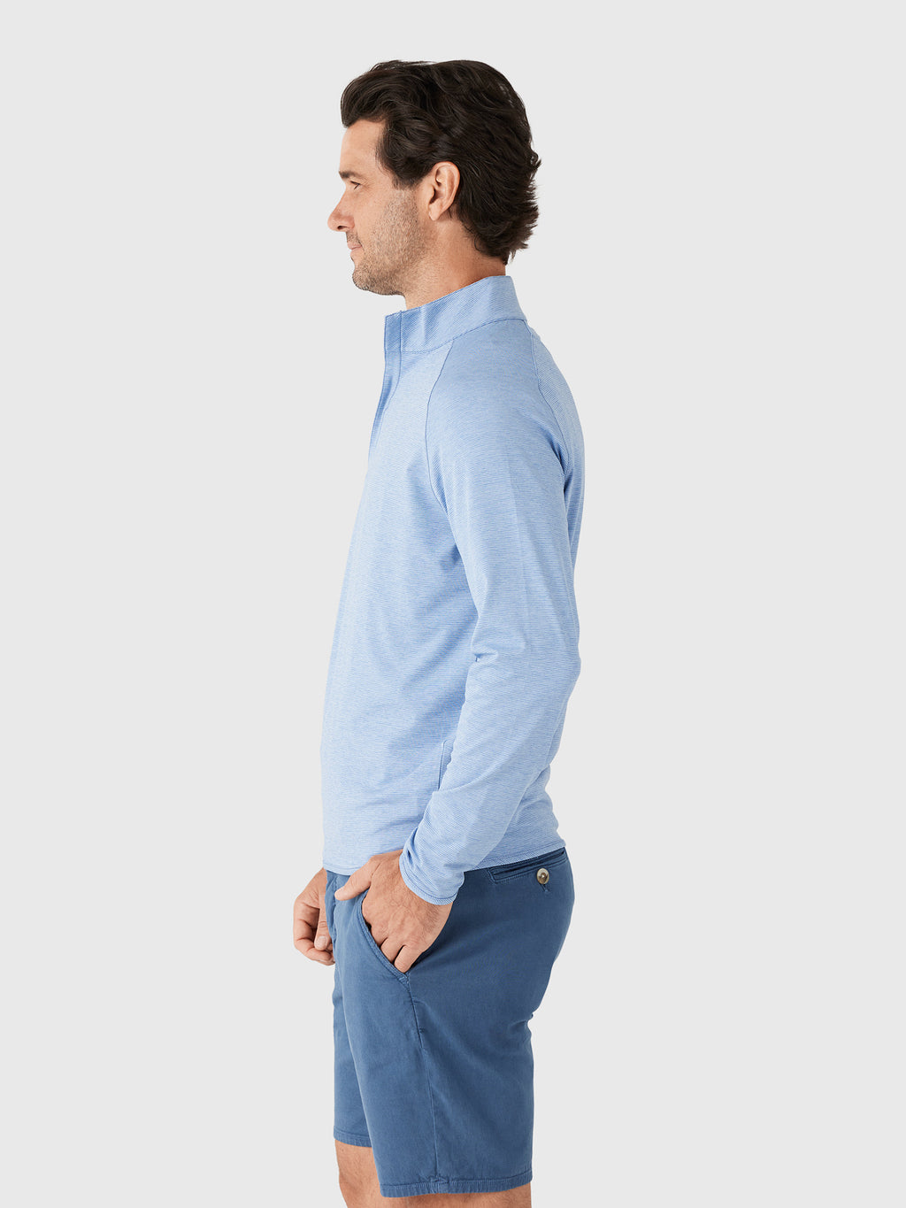 Peter Millar Crown Crafted Men's Stealth Stripe Performance Quarter-Zip - Saint Bernard