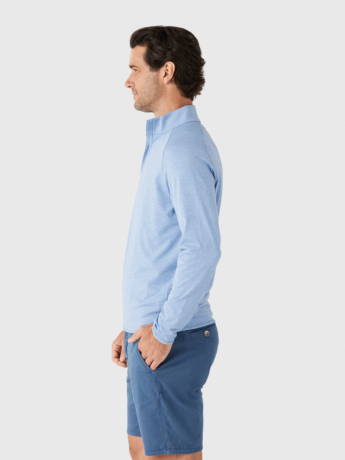 Peter Millar Crown Crafted Men's Stealth Stripe Performance Quarter-Zip - Saint Bernard