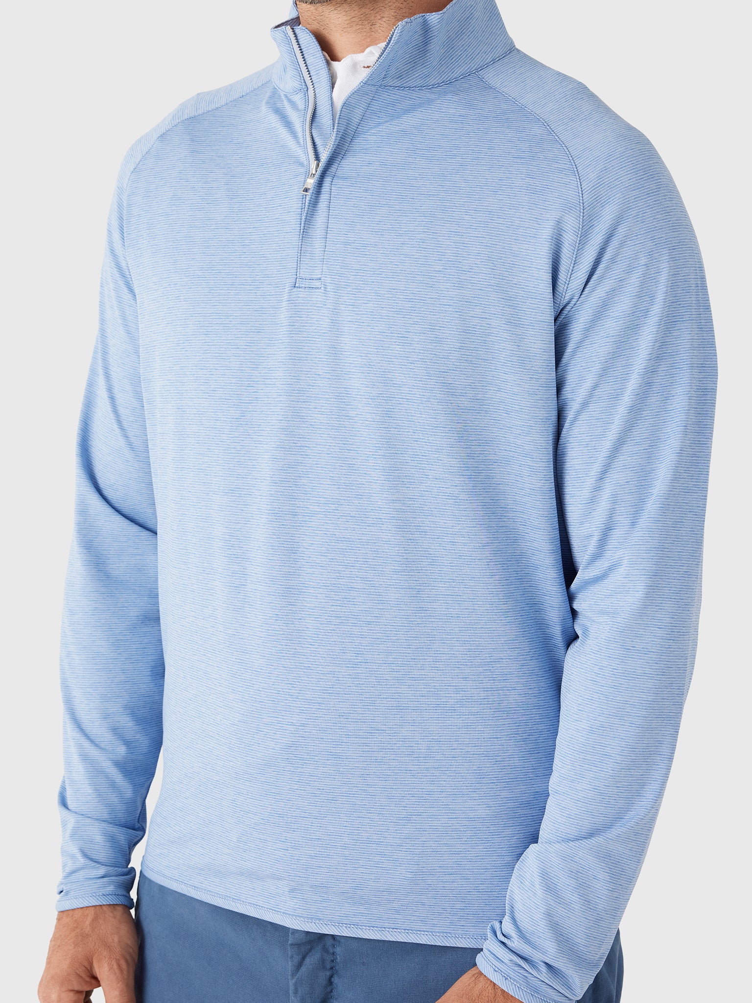 Peter Millar Crown Crafted Men's Stealth Stripe Performance Quarter-Zip - Saint Bernard