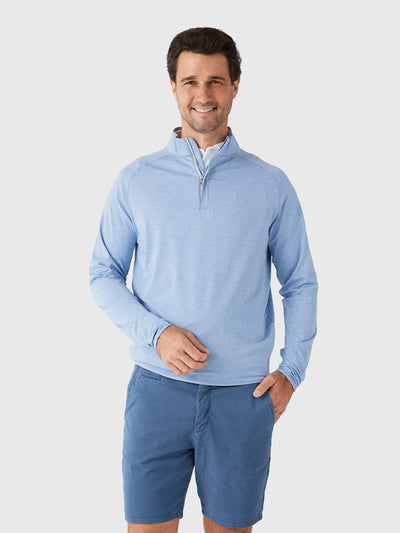 Peter Millar Crown Crafted Men's Stealth Stripe Performance Quarter-Zip - Saint Bernard