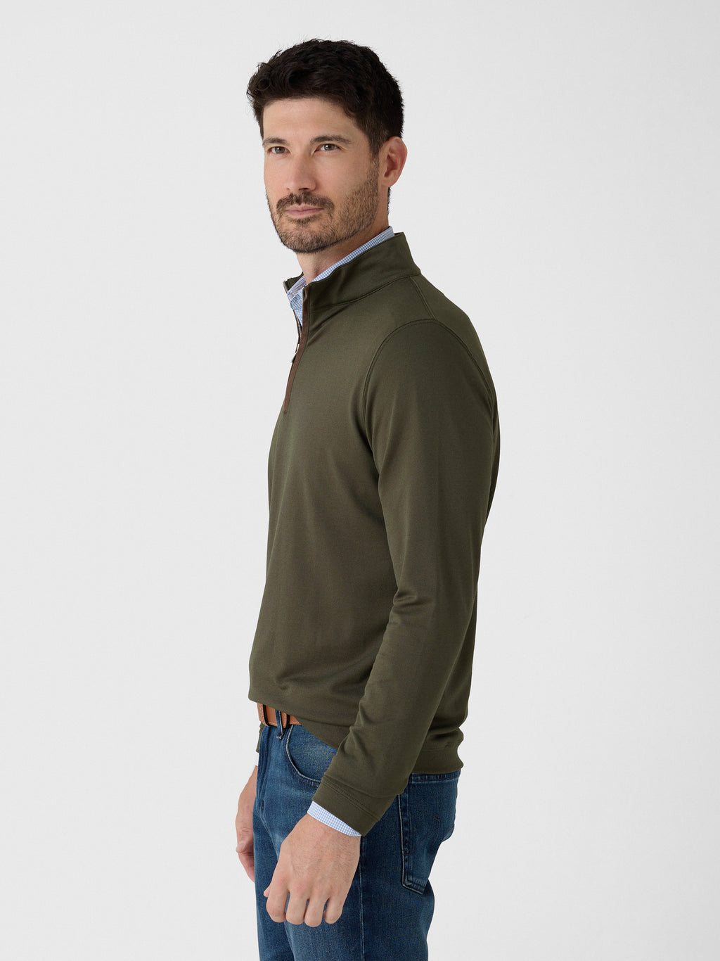 Peter Millar Crown Crafted Men's Albatross Cotton-Blend Piqué Quarter-Zip - Saint Bernard