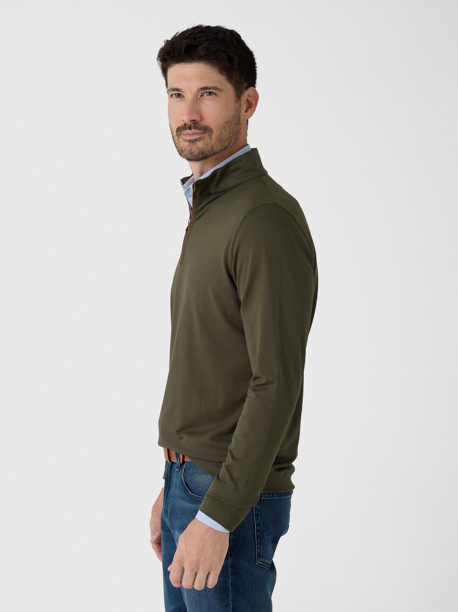 Peter Millar Crown Crafted Men's Albatross Cotton-Blend Piqué Quarter-Zip - Saint Bernard