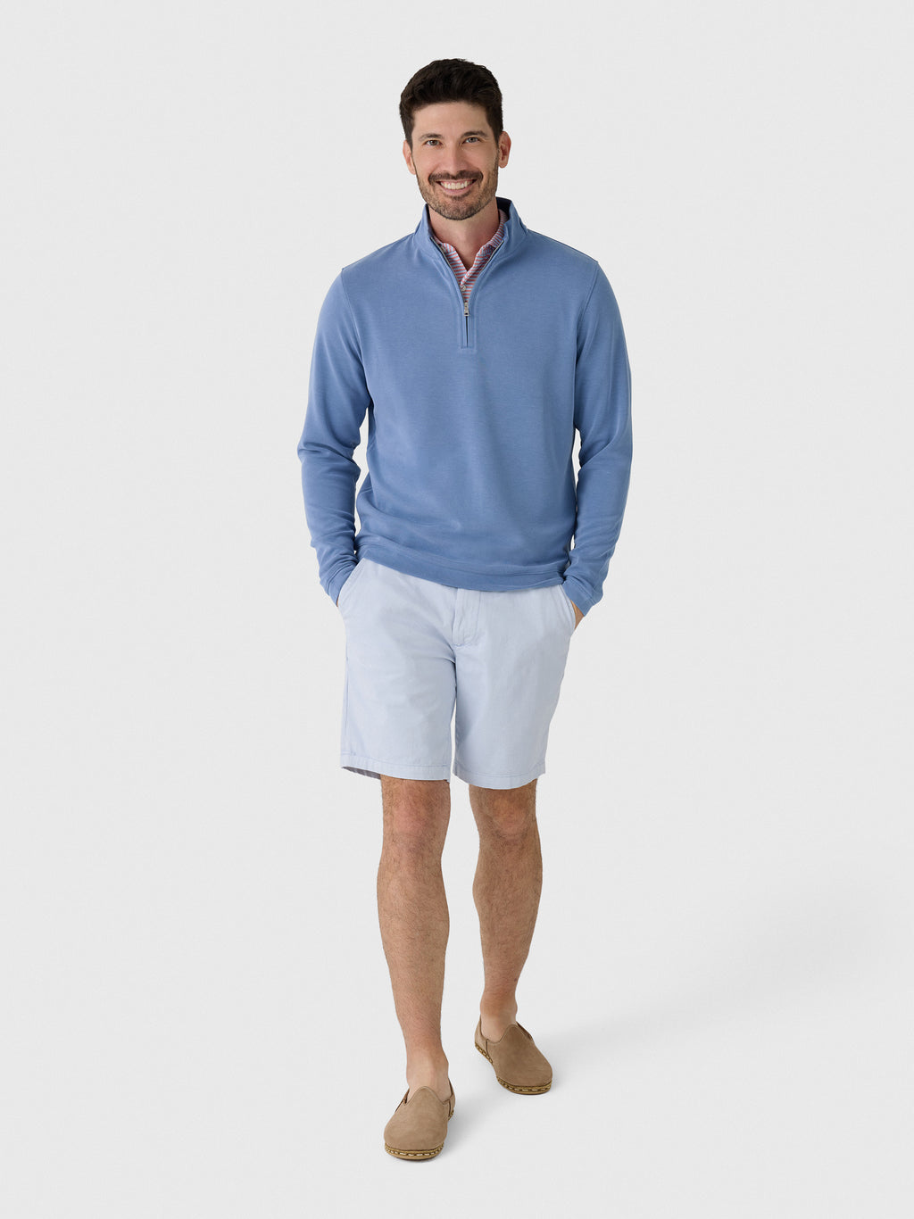 Peter Millar Crown Crafted Men's Soft Suede Performance Quarter-Zip - Saint Bernard