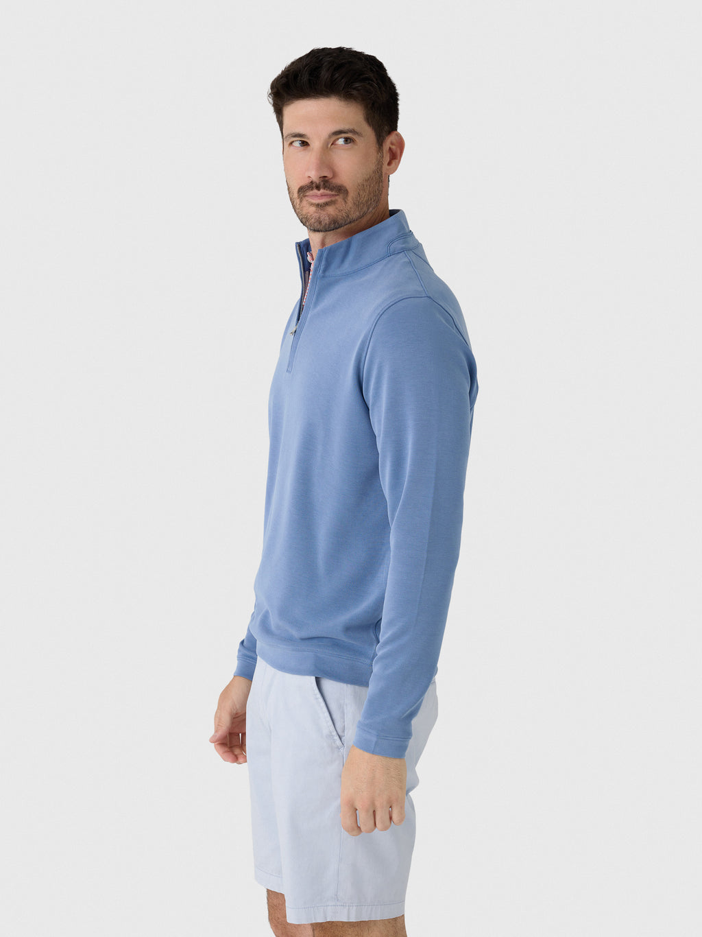 Peter Millar Crown Crafted Men's Soft Suede Performance Quarter-Zip - Saint Bernard