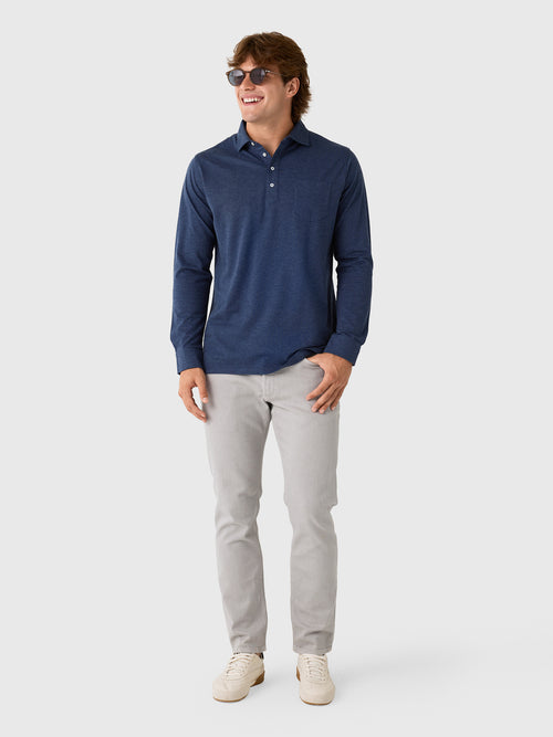 Peter Millar Crown Crafted Men's Amble Long-Sleeve Cotton Cashmere Polo