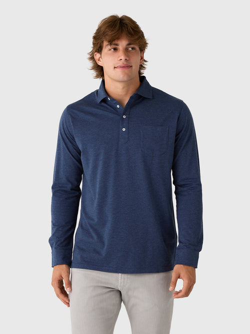 Peter Millar Crown Crafted Men's Amble Long-Sleeve Cotton Cashmere Polo