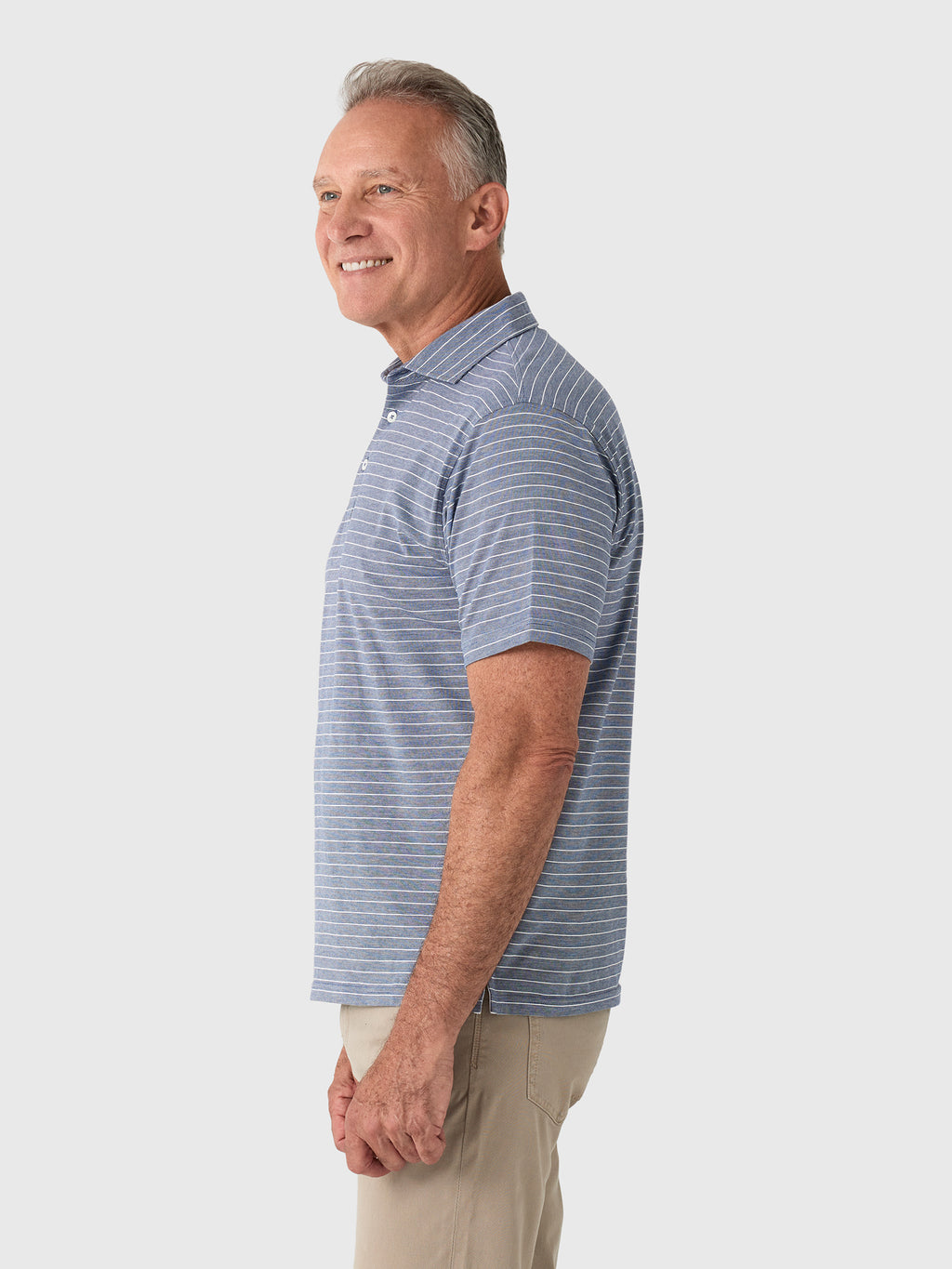 Peter Millar Crown Crafted Men's Excursionist Flex Striped Polo - Saint Bernard