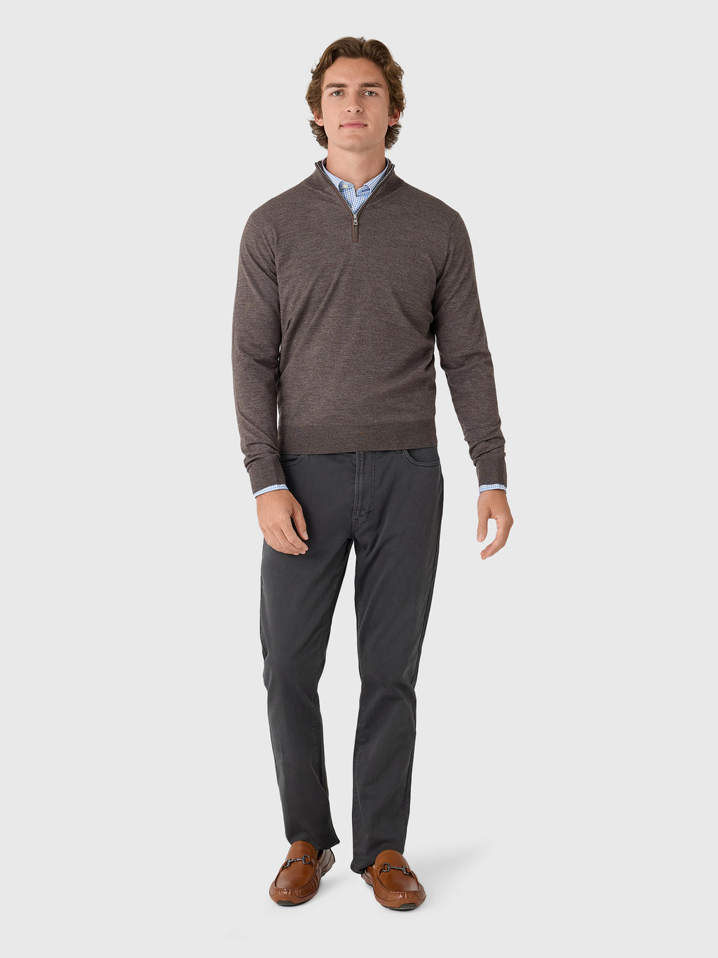 Peter Millar Crown Crafted Men's Excursionist Flex Quarter-Zip Sweater - Saint Bernard