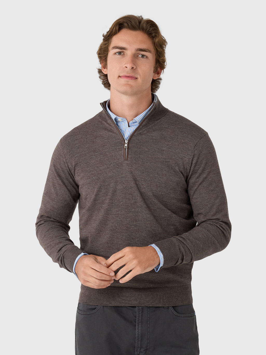 Peter Millar Crown Crafted Men's Excursionist Flex Quarter-Zip Sweater - Saint Bernard