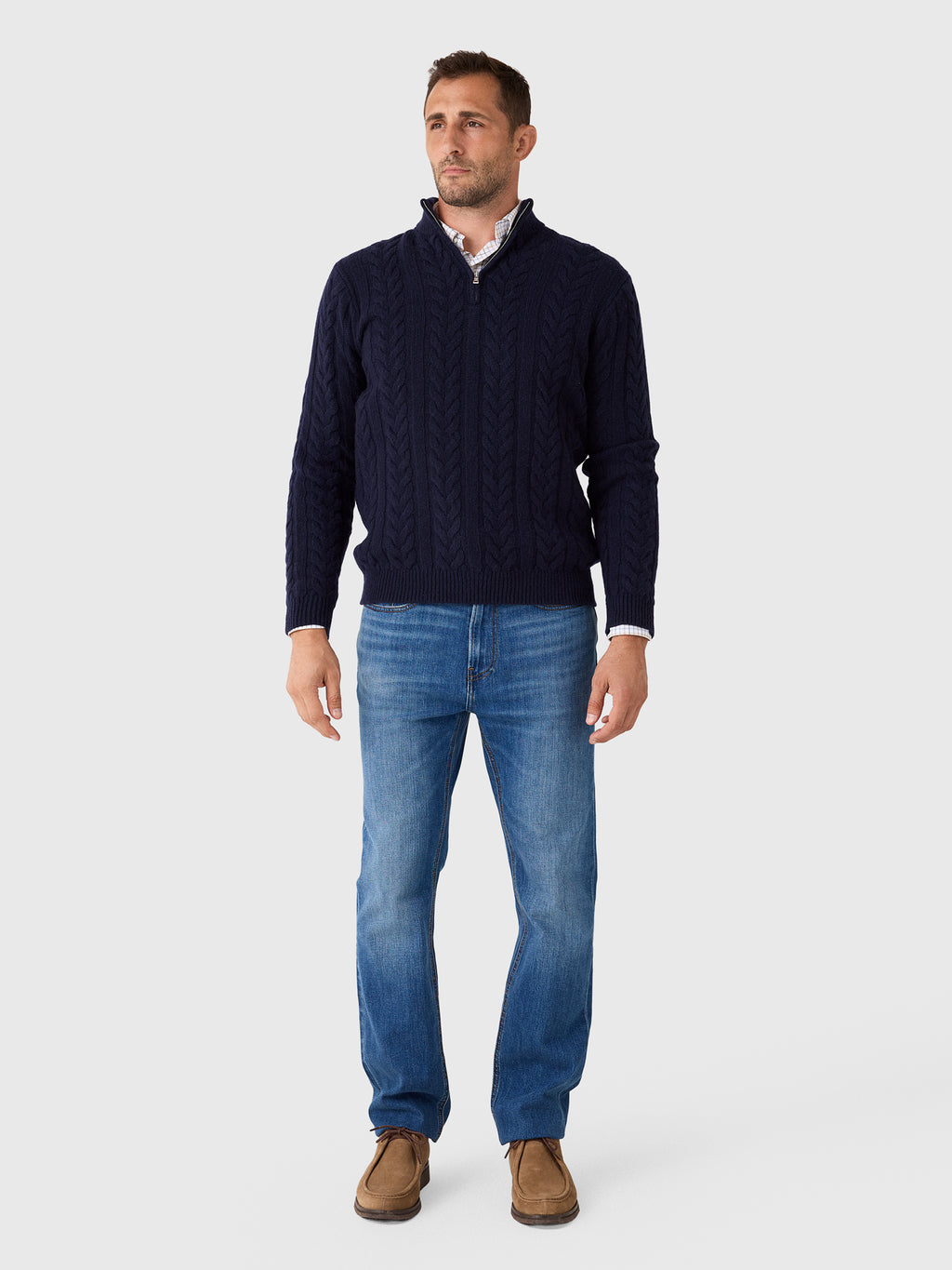 Peter Millar Crown Crafted Men's Carden Cable Quarter-Zip Sweater - Saint Bernard
