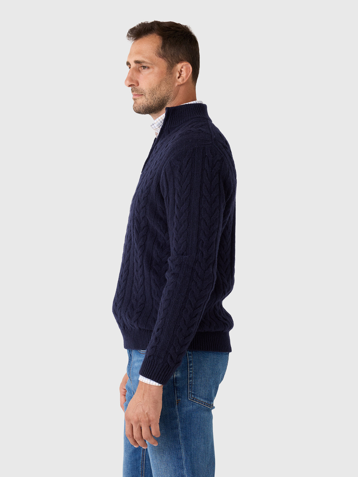 Peter Millar Crown Crafted Men's Carden Cable Quarter-Zip Sweater - Saint Bernard