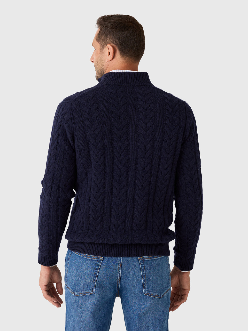 Peter Millar Crown Crafted Men's Carden Cable Quarter-Zip Sweater - Saint Bernard