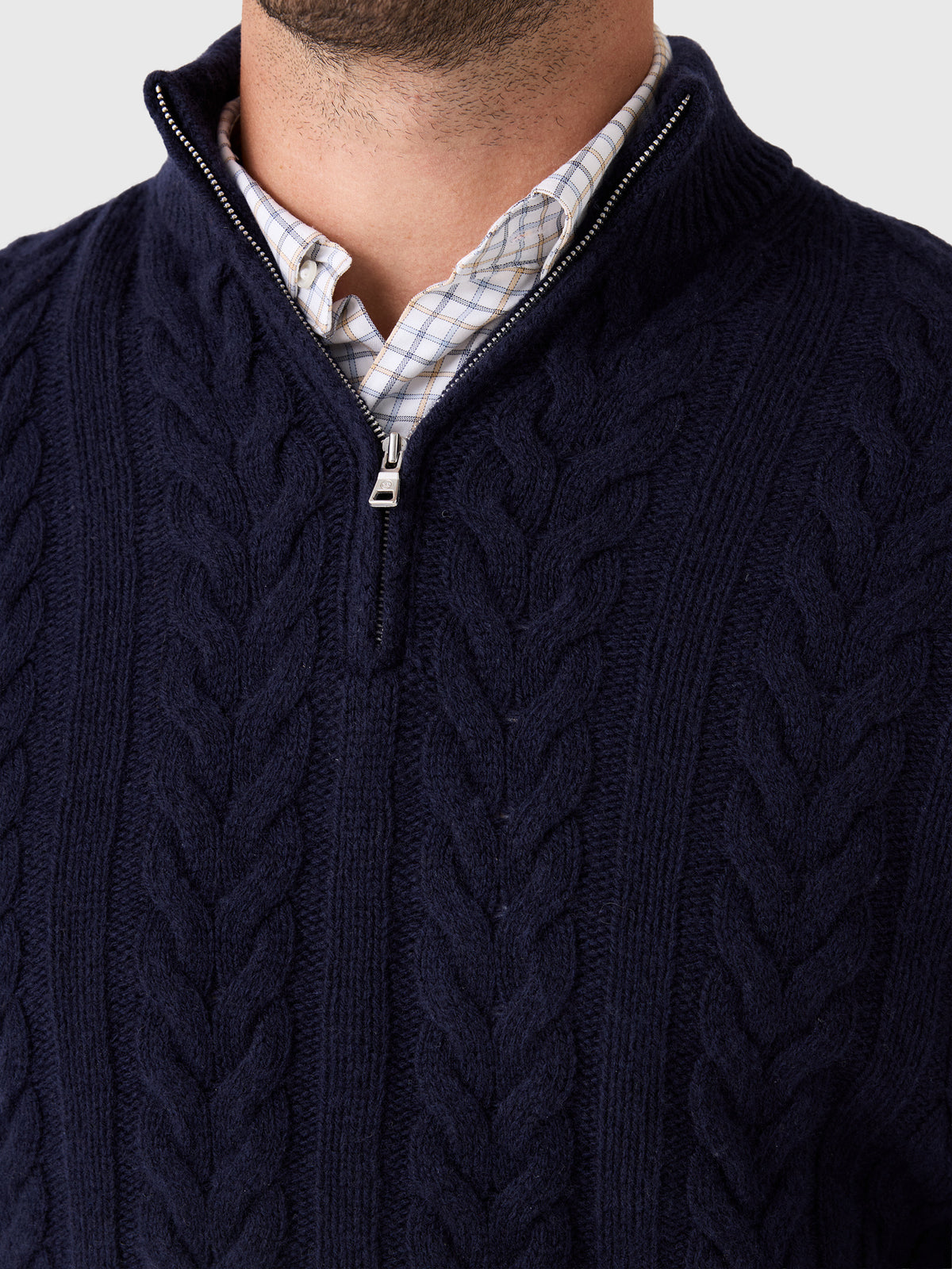 Peter Millar Crown Crafted Men's Carden Cable Quarter-Zip Sweater - Saint Bernard