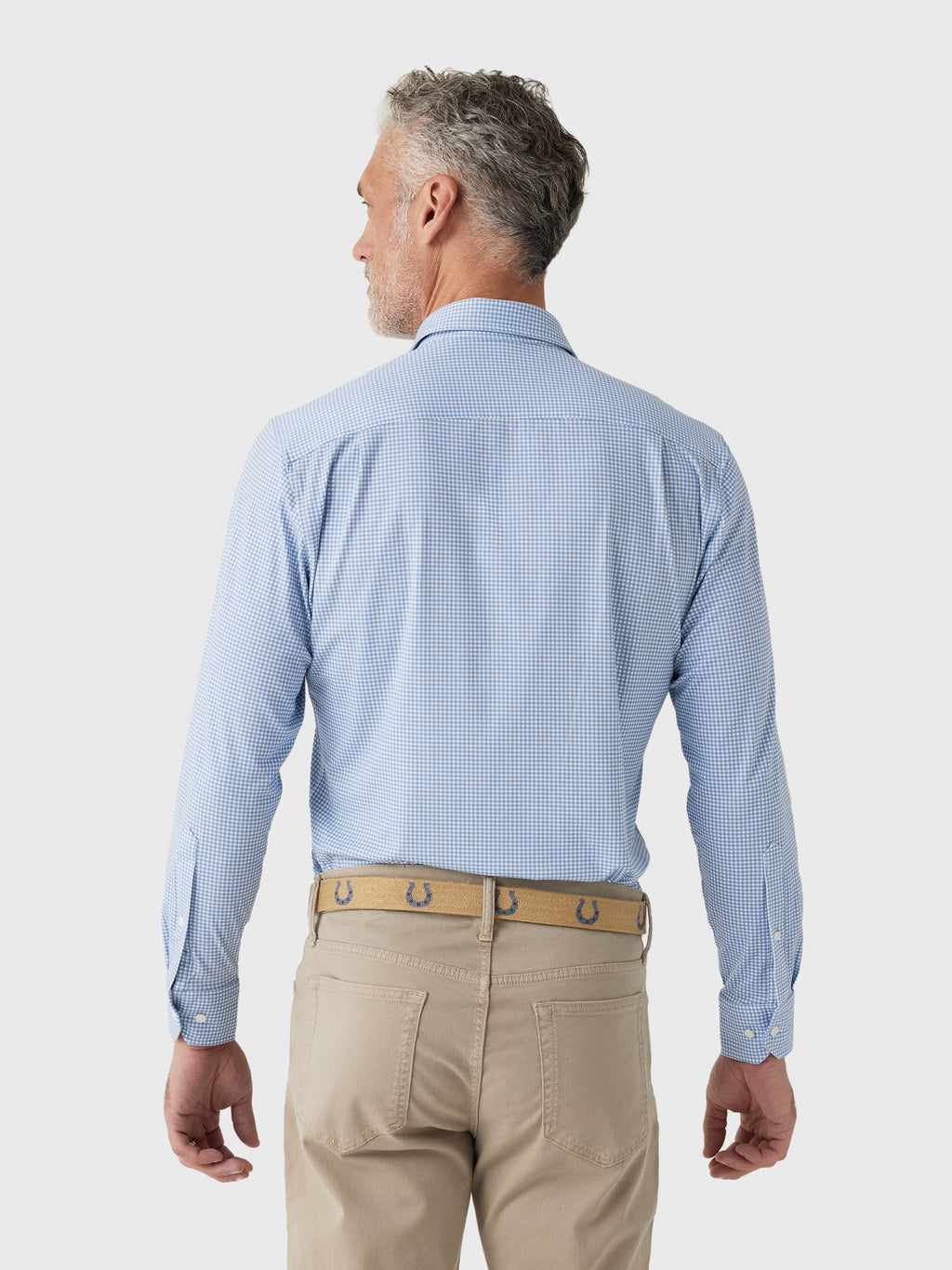 Peter Millar Crown Crafted Men's Excursionist Flex Gingham Sport Shirt - Saint Bernard