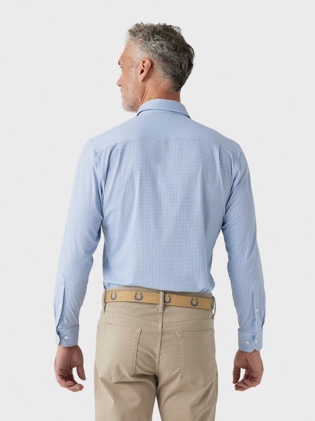 Peter Millar Crown Crafted Men's Excursionist Flex Gingham Sport Shirt - Saint Bernard