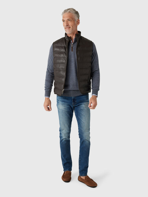 Peter Millar Crown Crafted Men's Deerskin Leather Vest - Saint Bernard